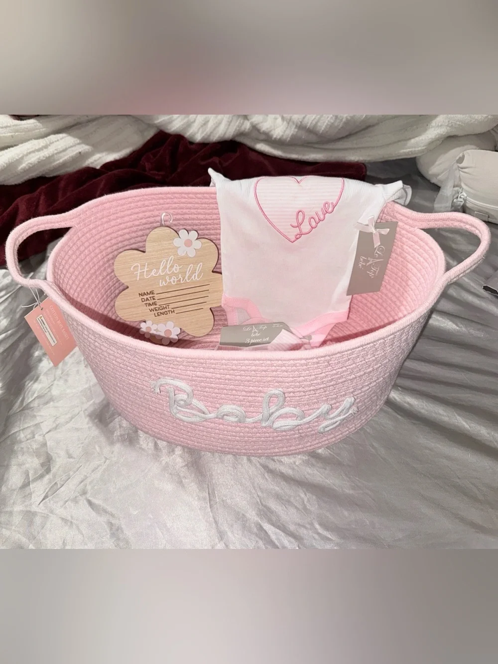 Le Top Pink & White Baby Headband Set with Bow